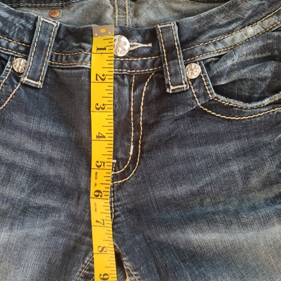 Miss Me Womens Easy Skinny Jeans Blue Cuffed Embroidered Dark Wash Mid-Rise 25 - Picture 13 of 15